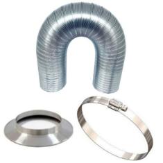 Duto Extensivo 80mm 3m+Anel de Arremate Abraçadeira Aluminio - Elite G