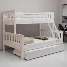 Beliche Woodstore Casal/Solteiro De Madeira Com Cama Auxiliar, Branco