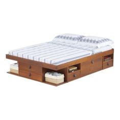 Cama Queen Size de Madeira com 6 Gavetas Bali Meu Móvel de Madeira - Caramelo