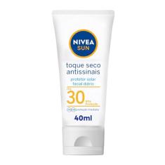 NIVEA SUN Protetor Solar Facial Toque Seco Antissinais FPS 30 40ml - Diário FPS 30, proteção UVA/UVB, previne o envelhecimento da pele, textura não oleosa, controla o brilho