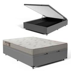 Cama Box Baú com Colchão de Espuma Ortobom Light Liso Viúva 128cm, Cin