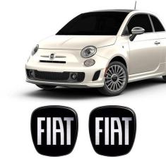 2 Adesivos Emblema Fiat 500 Preto Black 2009 Até 2017 - SPORTINOX