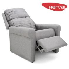 Poltrona Herval Turin, Reclinável, Linho Chumbo