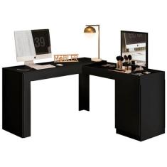 Escrivaninha de Canto com Penteadeira Star Preto Fosco - Mobler, Preto