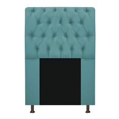 Cabeceira Estofada Lady 100 cm Solteiro Com Capitonê Suede Azul Turquesa - ADJ Decor