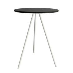 Mesa Lateral Gabriela Branca Tampo De Madeira Preto