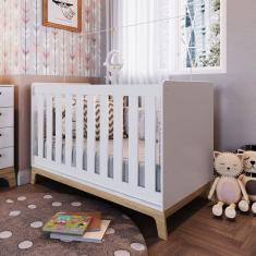 Berço 3 em 1 Colchão Linha Favo de Mel Completa Móveis Branco