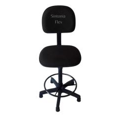 Cadeira caixa alta com aro com base  sapata fixa pra mercado balcao recpçao tecido preto