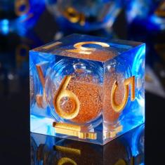 Role dice Liquid Core DND Dice Set, 7pcs Sharp Edge Dice for Role Playing Dungeons and Dragons Ttrpg with Gift Box, Handmade Resin D&D Dice RPG Role Playing Games Dice Set(Blue&Gold Quicksand)