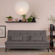 sofá-cama casal 3 lugares prince suede cinza