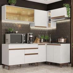 Cozinha Completa de Canto Reims com Armário e Balcão Branco