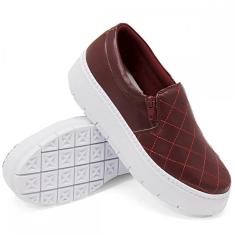 Tênis Feminino Slip On Sola Borracha Calce Fácil Zíper Lateral-Feminino