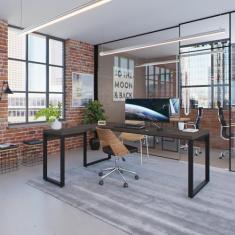 Escrivaninha em L Yon Presidente 190x70x75 Terracota