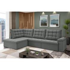 Sofá de Canto 6 Lugares Retrátil Reclinável Suede Veludo Dallas Flexfo