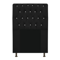 Cabeceira Lady Estofada com Strass 90 cm para Cama Box Solteiro Suede Preto Quarto - AM Decor