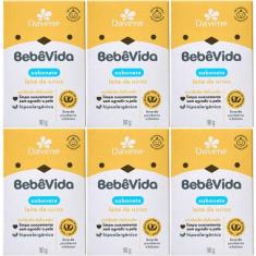 6UN Sabonete Vegetal Bebe Vida Leite de Arroz 90g Davene
