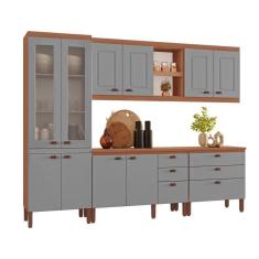 Cozinha Completa Jessica Com 7 Peças Tuboarte Freijo E Grafite