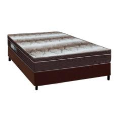 Cama Box Casal: Colchão Ortopédico Ortobom Light + Base Crc Courano Brown(138X188)