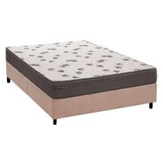 Cama Box Casal: Colchão Espuma Ortobom D45 Light + Base Crc Suede Clean(138X188)