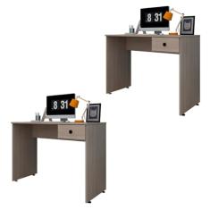 Kit 2 Mesas para Computador Notebook Escrivaninha 101cm Dubai Carvalho Bruma - Mpozenato