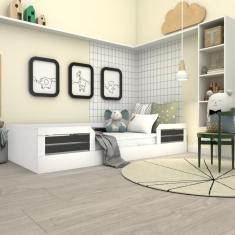 Cama Infantil Montessoriana Solteiro Lua Yescasa Branco/Preto