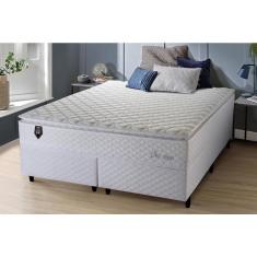 Conjunto Cama Box King Size New Moon 193x203x66 Branco c/ Molas Ensacadas