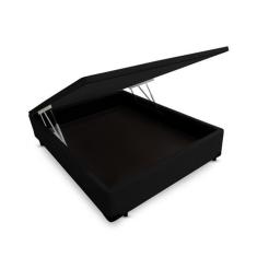 Cama Box Baú Blindado Casal Extremo Reforçado Homequeen Suede Preto 41x138x188