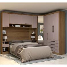 Módulo Roupeiro De 134,5cm 4 Portas 4 Gavetas Eucamóveis Paris - 340 Avela/cinammon