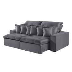 Sofá 5 Lugares Retrátil E Reclinável M-144 Veludo Martins Grafite