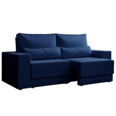 Sofá 3 Lugares Retrátil Sochi Linho Azul Marinho - Mobly