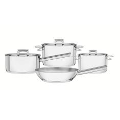 Jogo de Panelas Fundo Triplo com Tampa Plana 4 Peças Tramontina Inox