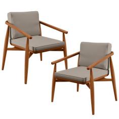 Kit 02 Poltronas Decorativas Sala de Estar com Cintas de Material Sint