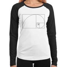 Baby Look Raglan Proporção Áurea Fibonacci Manga Longa - Foca na Moda,