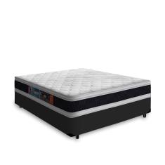 Cama Box Casal + Colchão De Espuma D45 Castor Black White Double Face 138x188x62cm
