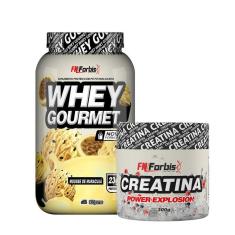 Kit Whey Protein Gourmet Pote 907g + Creatina Power Explosion Sem Sabor 300g - FN Forbis Nutrition-Unissex