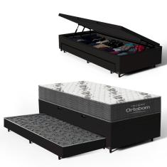 Cama Box Baú com Colchão de Espuma D33  Ortobom Airtech 100 + Auxiliar Unique Solteiro 88cm