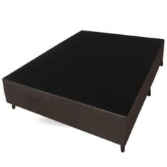 Cama Box Casal Base Inteiriça 1,38x1,88x0,39 em Madeira com Tecido Veludo Marrom Itaflex