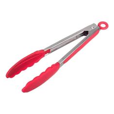 Pegador De Silicone E Aço Inox Para Saladas/churrasco 26 Cm Vermelho