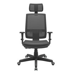 Cadeira Presidente Escritório Giratória BackSystem Plaxmetal com Braço 3D Preta