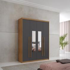 Guarda-roupa 4 Portas com Espelho Veracruz Naturalle