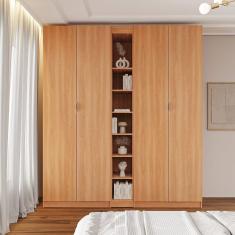 Guarda-roupa Modulado 4 Portas 3 Peças Hera Cabecasa Madeiramadeira Louro/Cinza