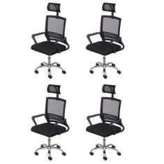 Kit 4 Cadeiras para Escritório Presidente Lyon Alta em Tela Mesh Preto