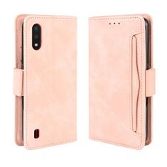 Capa com compartimento para cartão para Samsung Galaxy A01, capa flip carteira com suporte de couro para Samsung Galaxy A01, capa magnética retrô para celular, capa carteira com compartimentos para