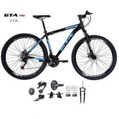 Bicicleta Aro 29 Gta Start Kit 2x9 Gta Sunrun Freio Disco K7 11/36 Pedivela 24/38d Garfo Com Trava - Preto/azul Tam.19