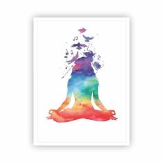 Quadro Namastê - Ioga - Yoga Meditação Colorido Com Moldura - Plimshop