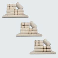 Jogo de Toalhas 18 pçs Coleção Montreal 100% Algodão Bege - Toalhas Be