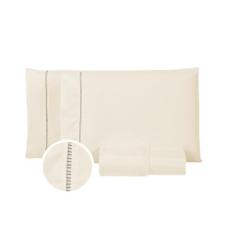 kit jogo de lençol ponto palito casal queen 4 peças micropercal - vith