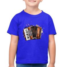Camiseta Algodão Infantil Acordeon Sanfona - Foca na Moda, Azul royal,