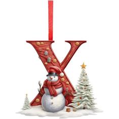 26 enfeites de letras, decoração de árvore de Natal, carta de Natal personalizada, pingente de pendurar para árvore de Natal, letras do alfabeto para árvore de Natal, artesanato faça você mesmo,