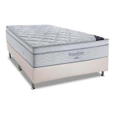 Cama Box Casal: Colchão Molas Ortobom Superpocket Freedom + Base Crc Courano Branco(138X188)